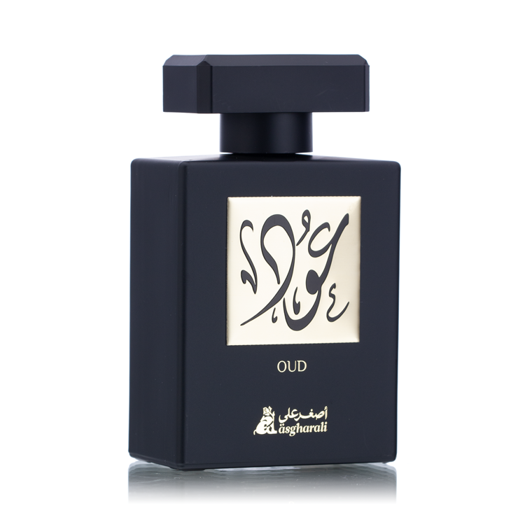 A black perfume bottle with a gold label, labeled 'OUD', representing the product Oud Spray 100ML.